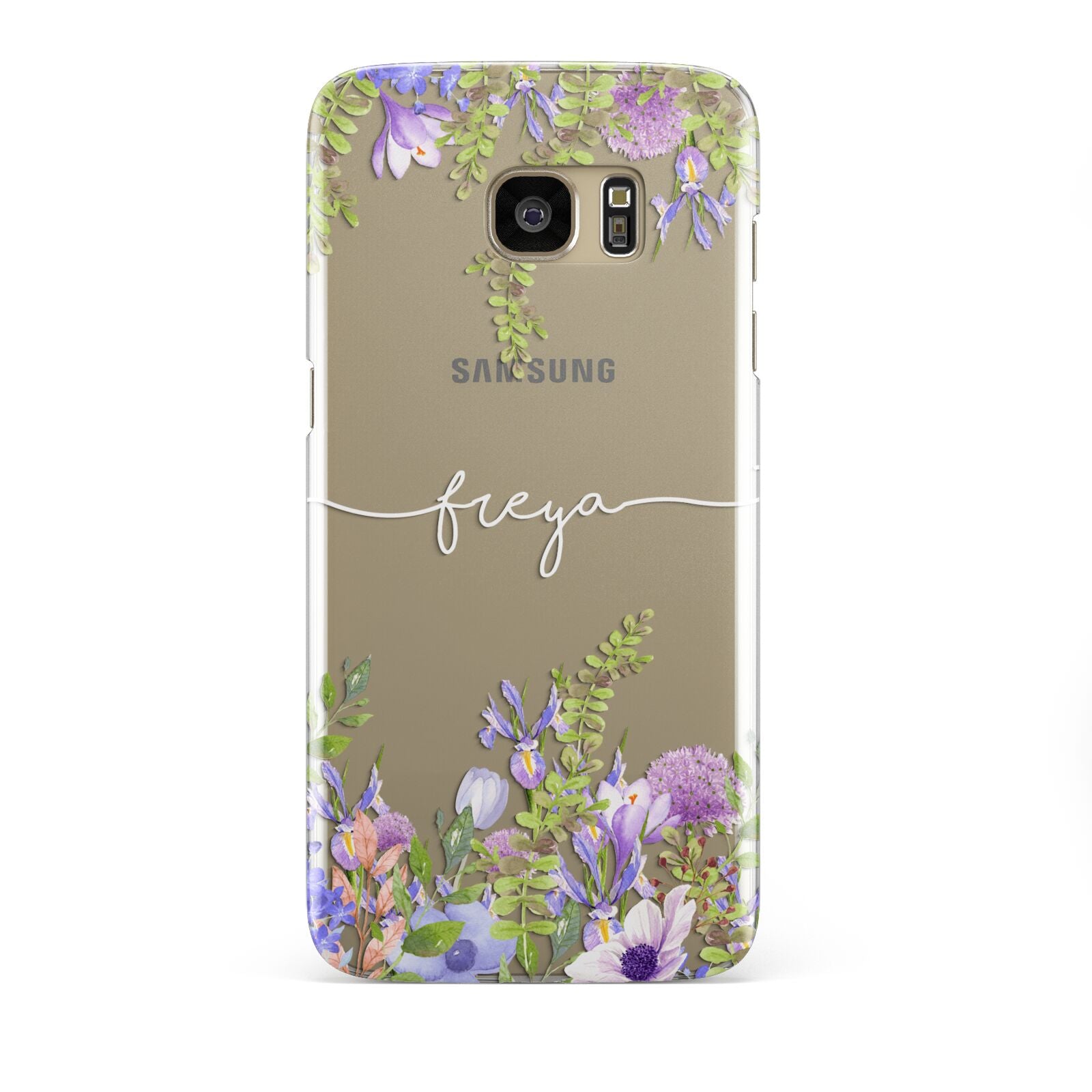 Personalised Purple Flowers Samsung Galaxy S7 Edge Case