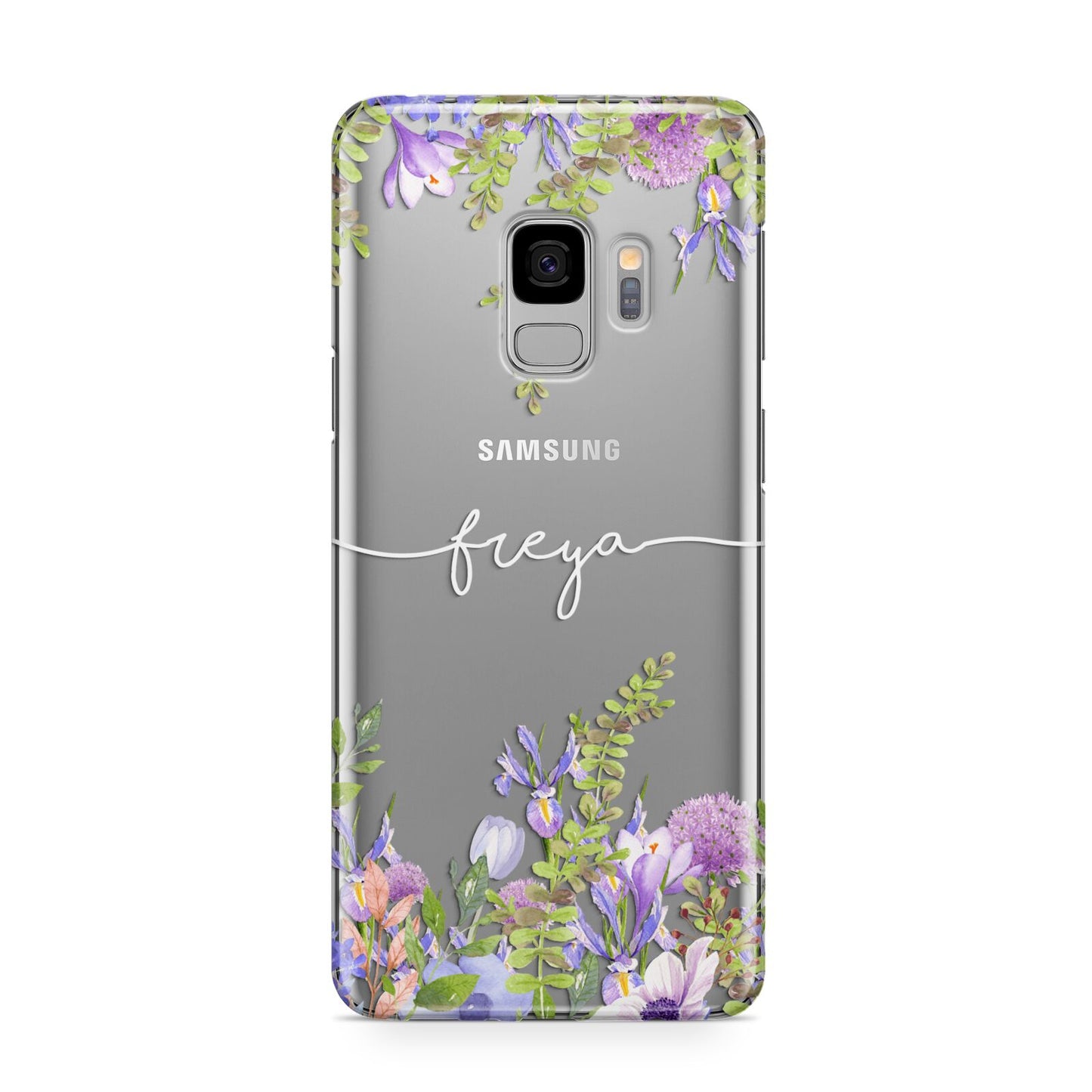 Personalised Purple Flowers Samsung Galaxy S9 Case