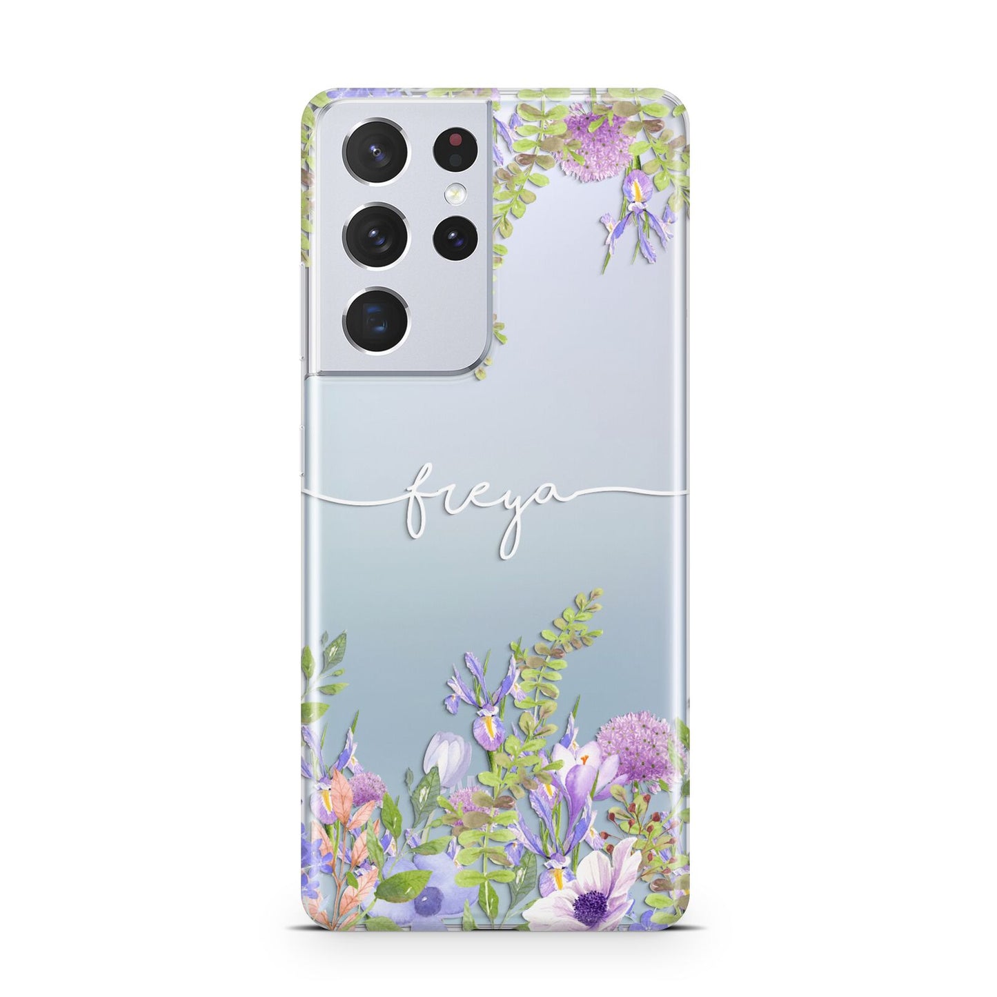 Personalised Purple Flowers Samsung S21 Ultra Case