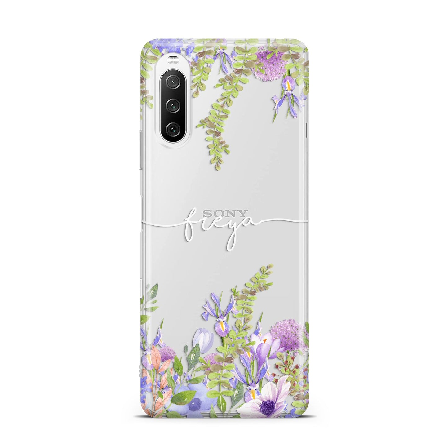 Personalised Purple Flowers Sony Xperia 10 III Case