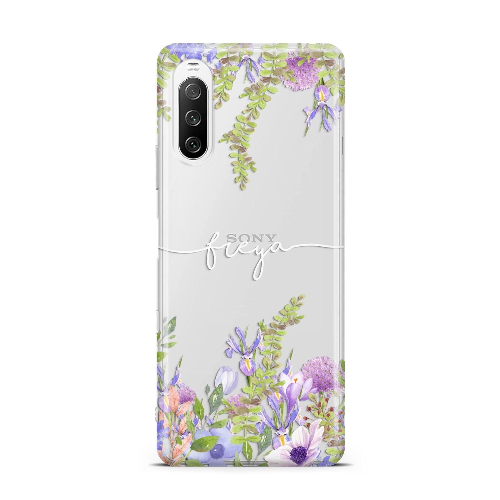 Personalised Purple Flowers Sony Xperia 10 III Case