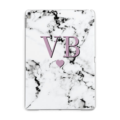 Personalised Purple Initialed Marble Heart Apple iPad Silver Case