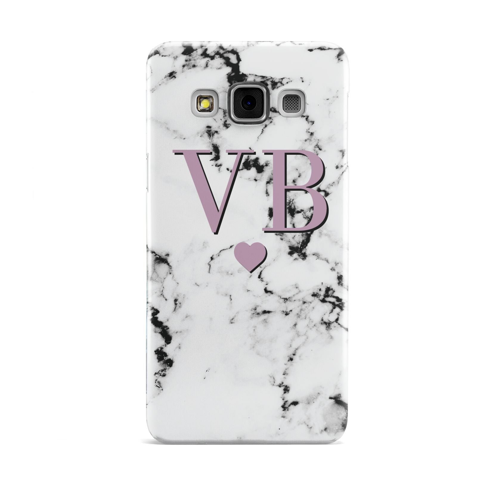 Personalised Purple Initialed Marble Heart Samsung Galaxy A3 Case