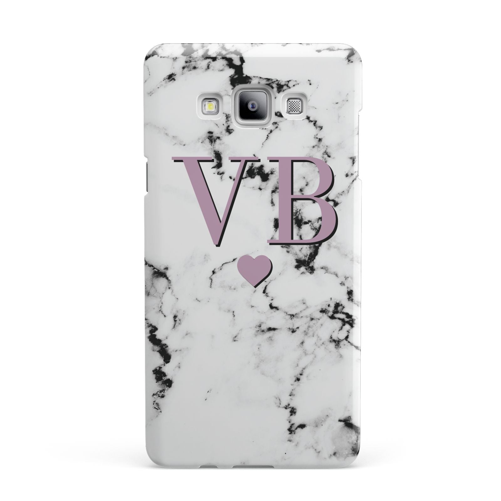 Personalised Purple Initialed Marble Heart Samsung Galaxy A7 2015 Case