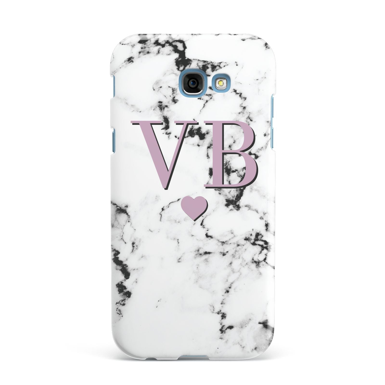 Personalised Purple Initialed Marble Heart Samsung Galaxy A7 2017 Case