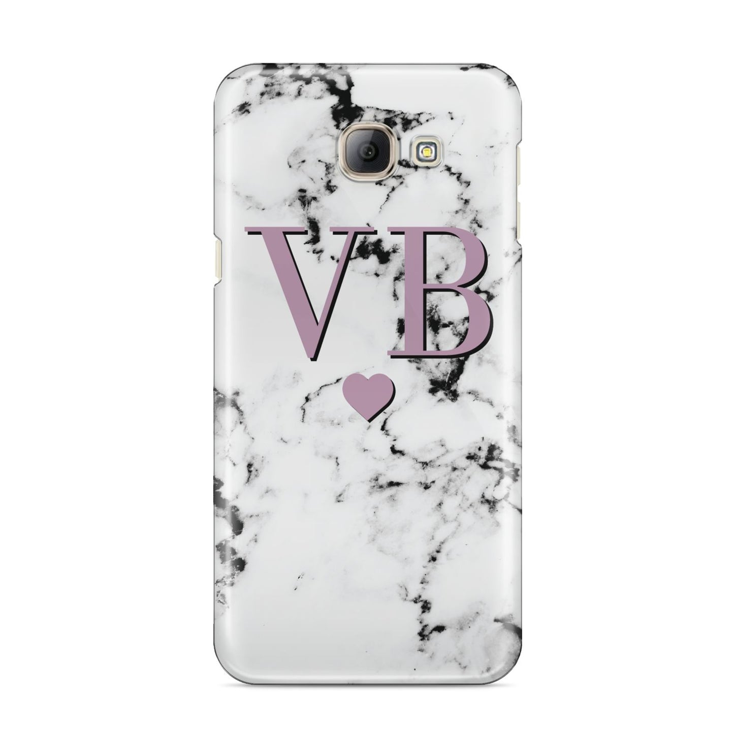 Personalised Purple Initialed Marble Heart Samsung Galaxy A8 2016 Case