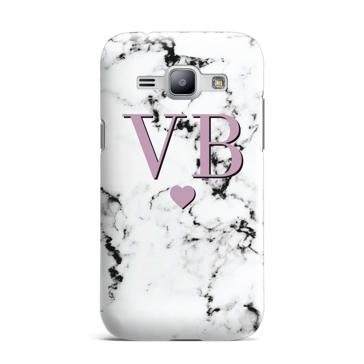 Personalised Purple Initialed Marble Heart Samsung Galaxy J1 2015 Case