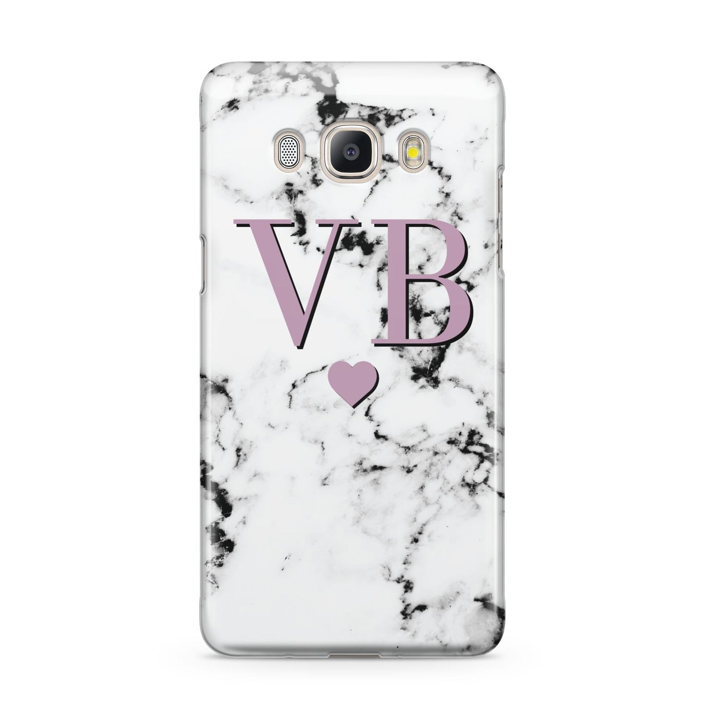 Personalised Purple Initialed Marble Heart Samsung Galaxy J5 2016 Case