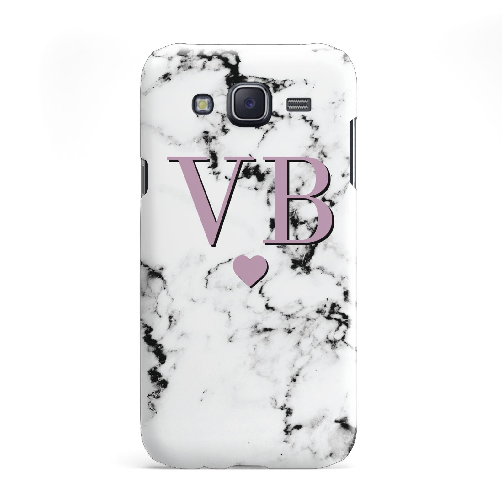 Personalised Purple Initialed Marble Heart Samsung Galaxy J5 Case