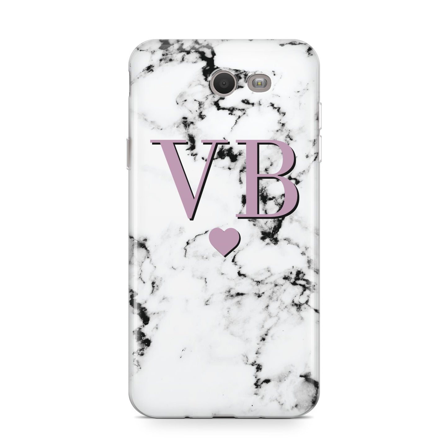 Personalised Purple Initialed Marble Heart Samsung Galaxy J7 2017 Case