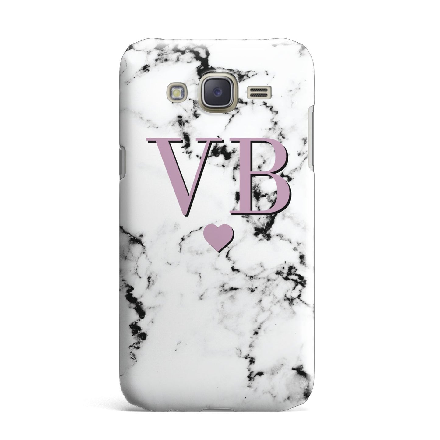 Personalised Purple Initialed Marble Heart Samsung Galaxy J7 Case