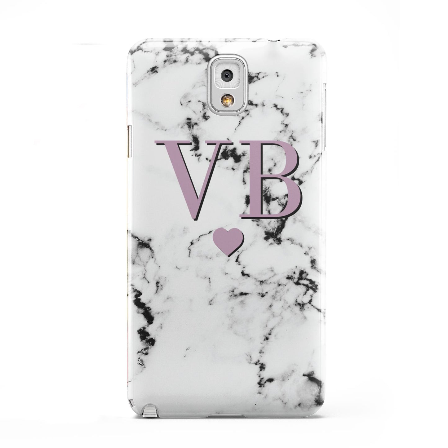 Personalised Purple Initialed Marble Heart Samsung Galaxy Note 3 Case