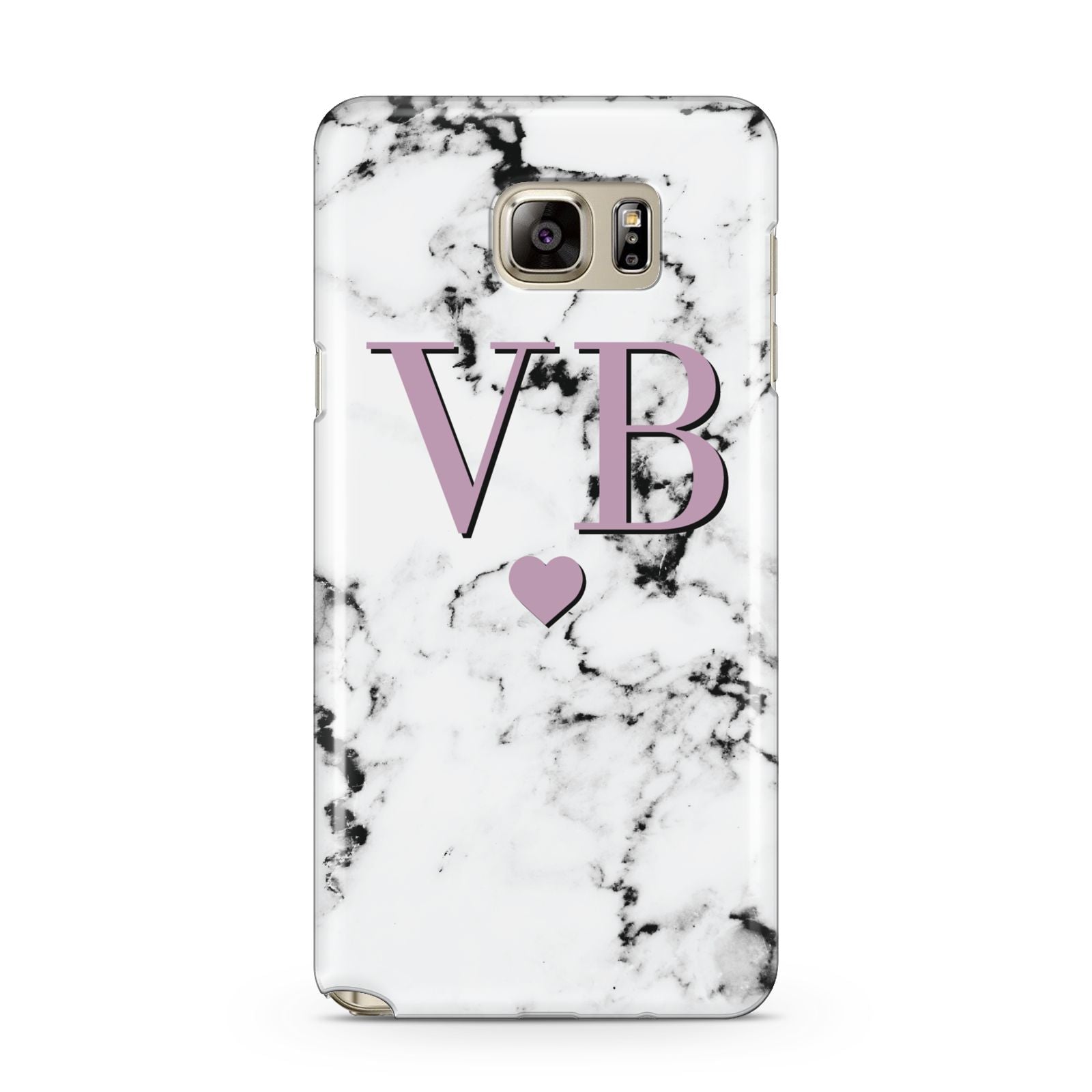 Personalised Purple Initialed Marble Heart Samsung Galaxy Note 5 Case