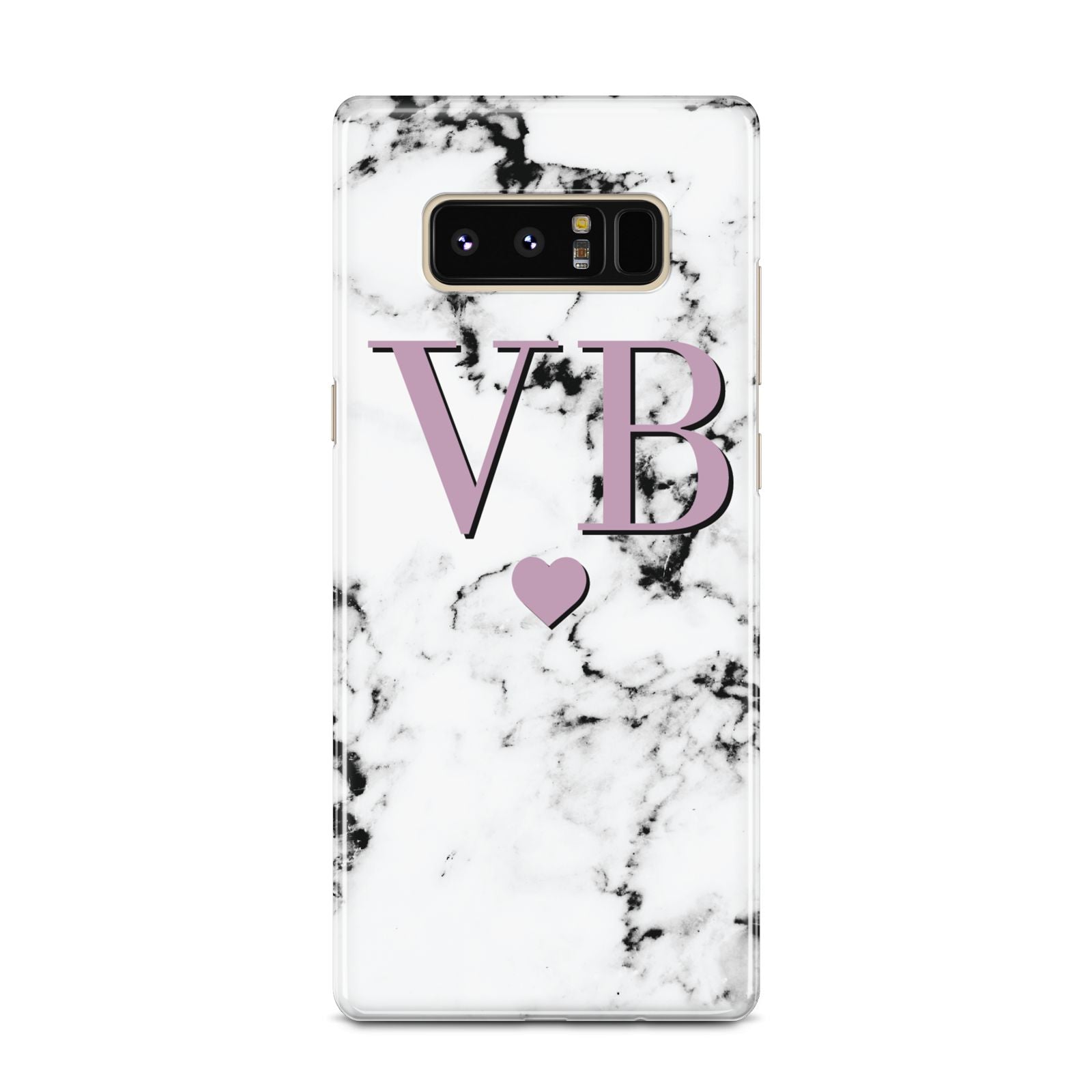 Personalised Purple Initialed Marble Heart Samsung Galaxy Note 8 Case