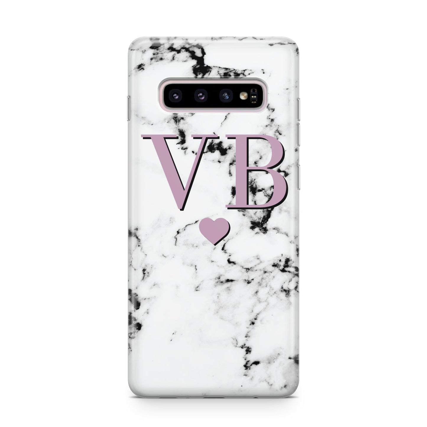 Personalised Purple Initialed Marble Heart Samsung Galaxy S10 Plus Case