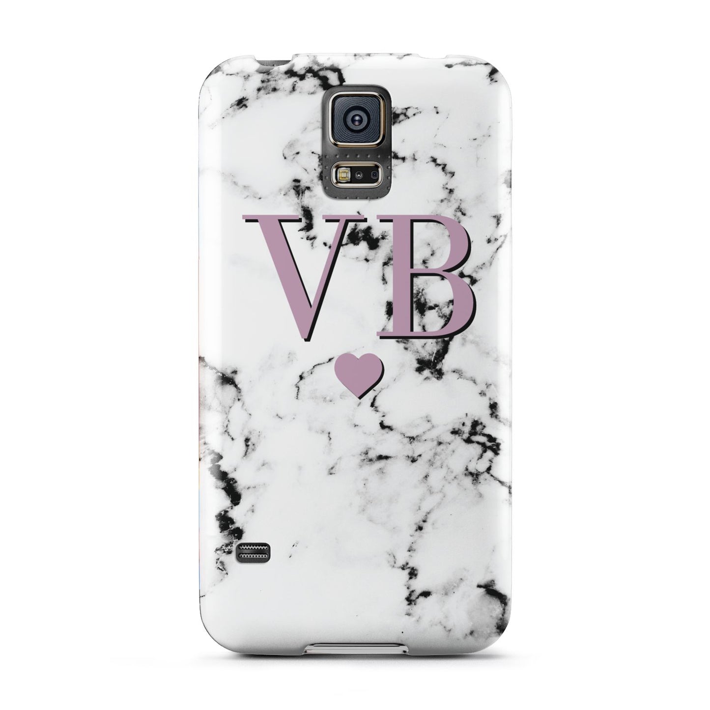 Personalised Purple Initialed Marble Heart Samsung Galaxy S5 Case