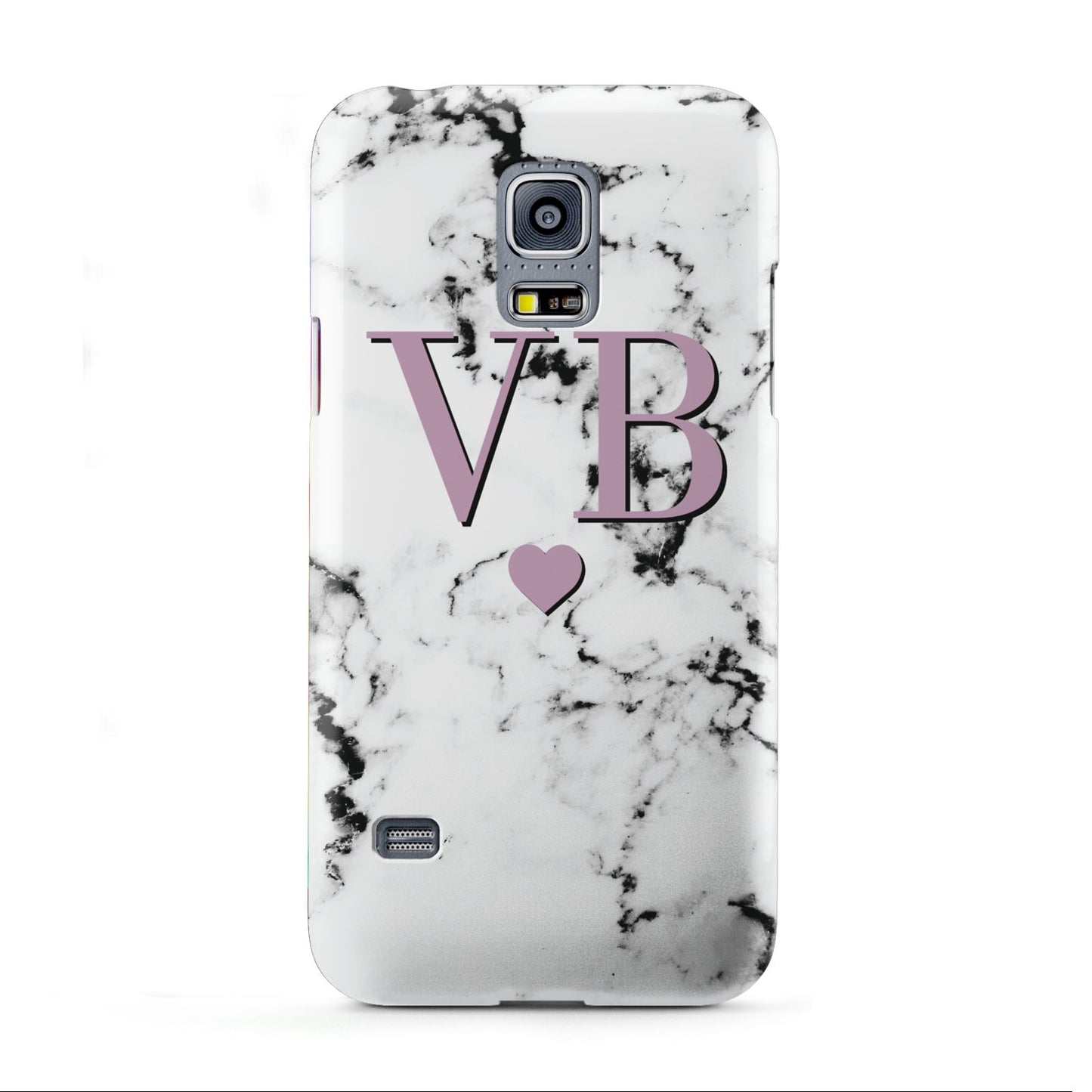 Personalised Purple Initialed Marble Heart Samsung Galaxy S5 Mini Case