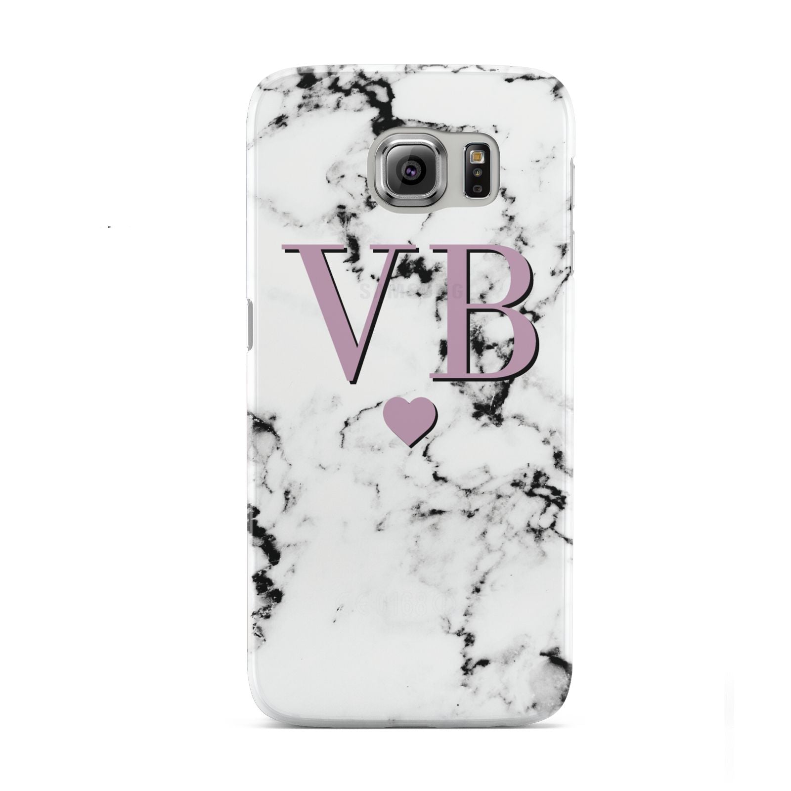 Personalised Purple Initialed Marble Heart Samsung Galaxy S6 Case