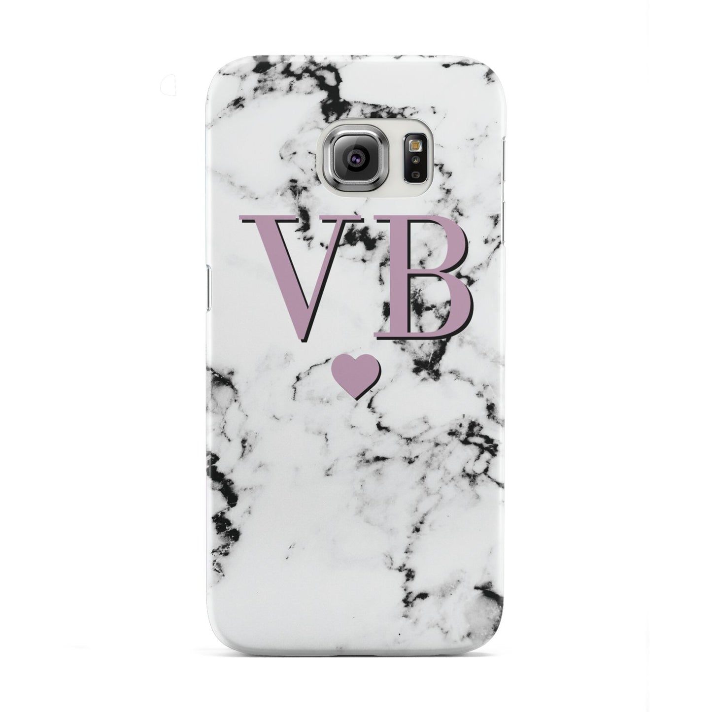 Personalised Purple Initialed Marble Heart Samsung Galaxy S6 Edge Case