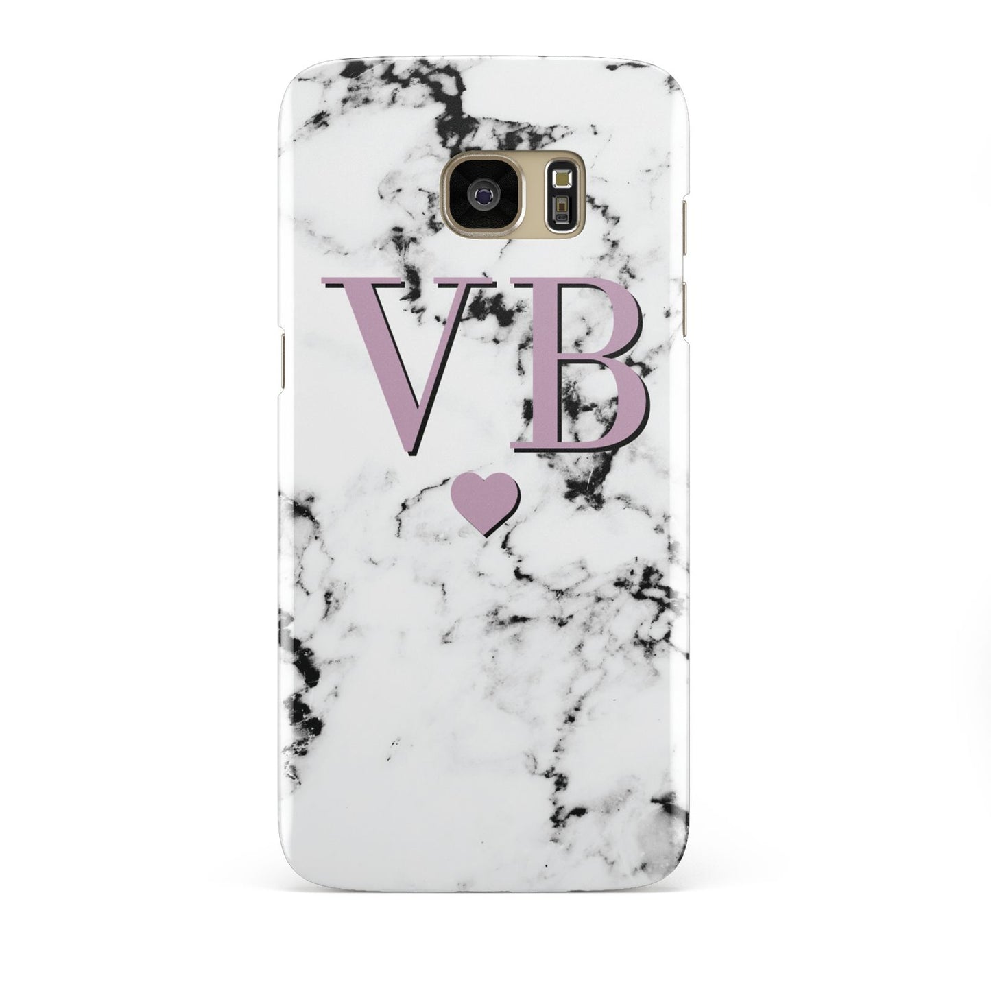 Personalised Purple Initialed Marble Heart Samsung Galaxy S7 Edge Case