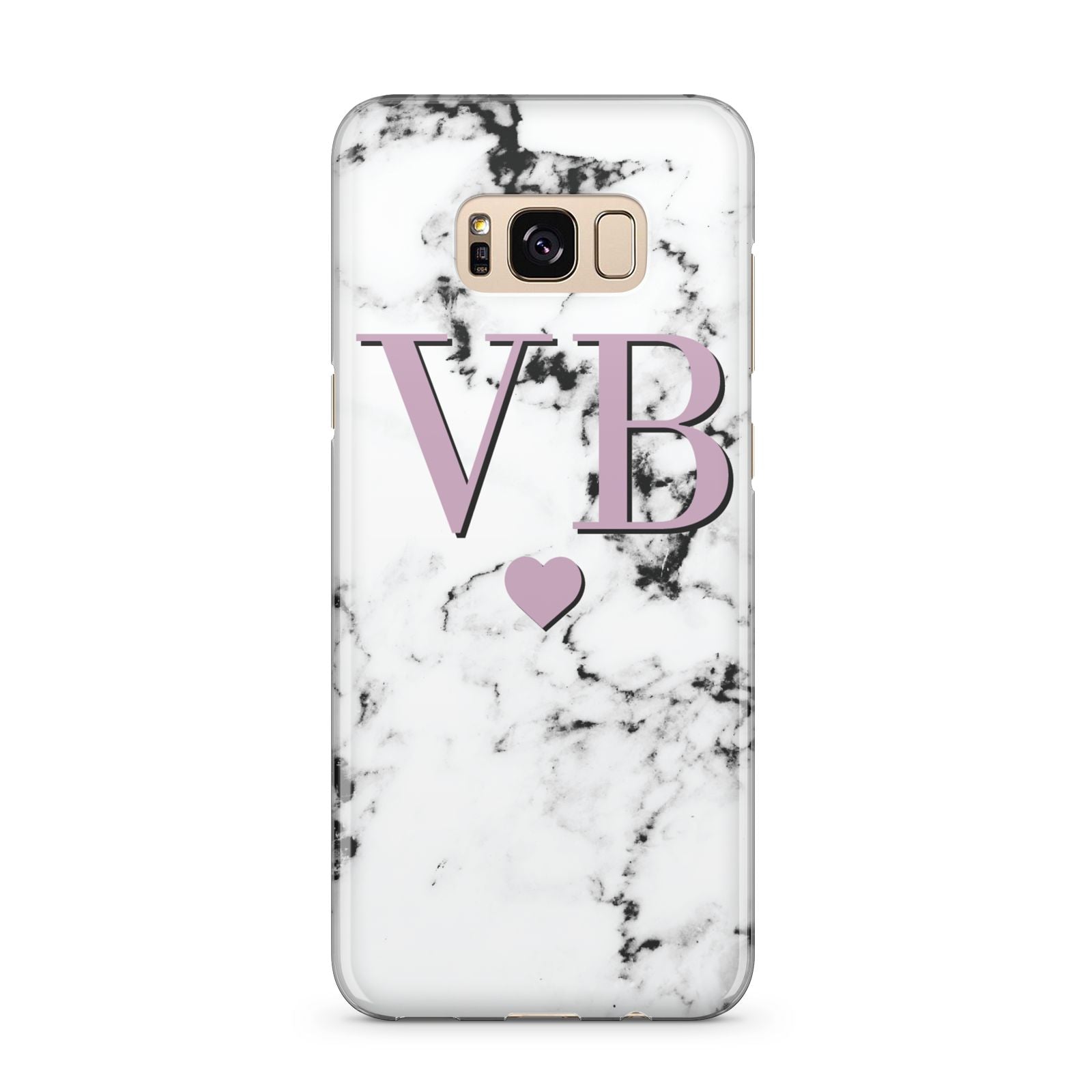 Personalised Purple Initialed Marble Heart Samsung Galaxy S8 Plus Case