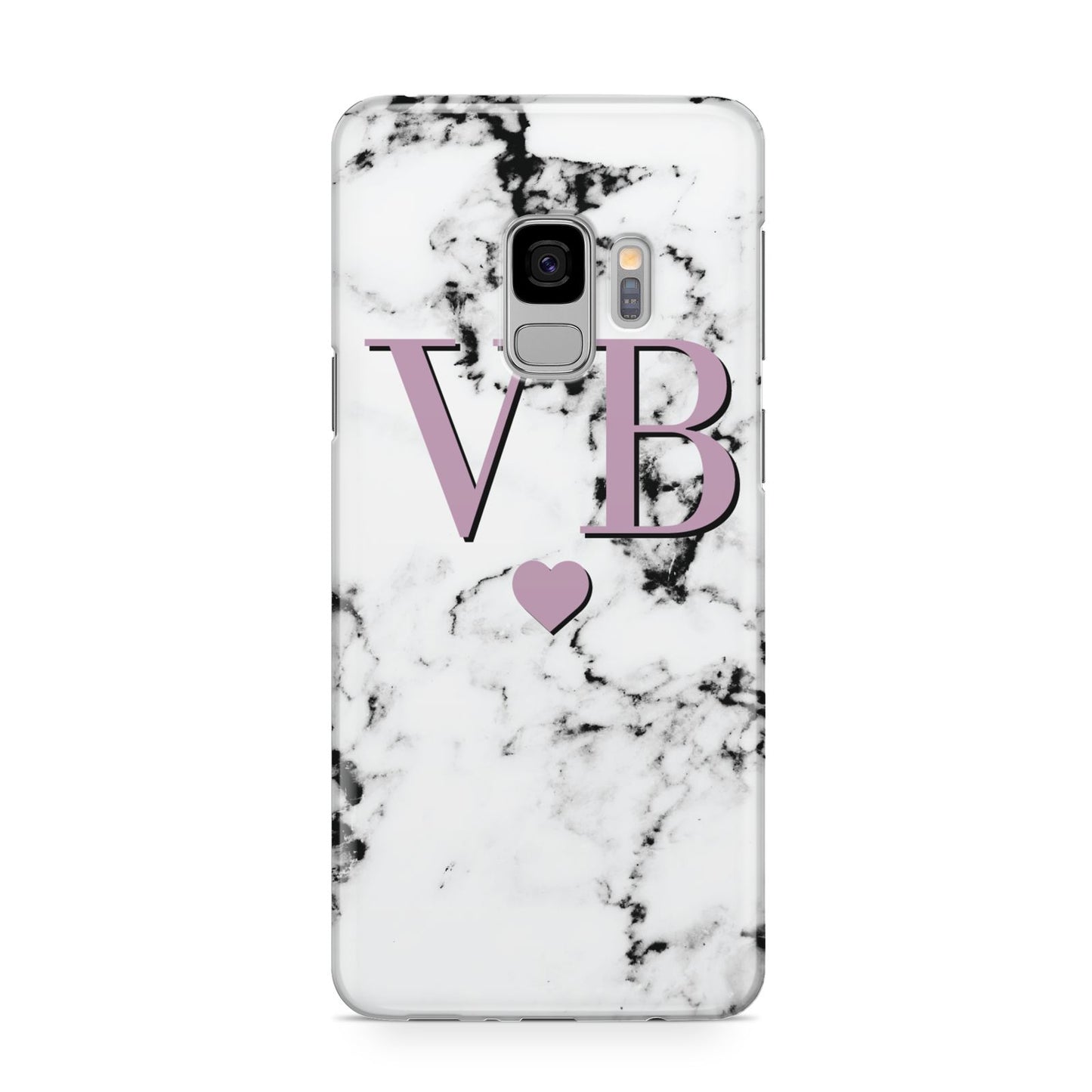 Personalised Purple Initialed Marble Heart Samsung Galaxy S9 Case