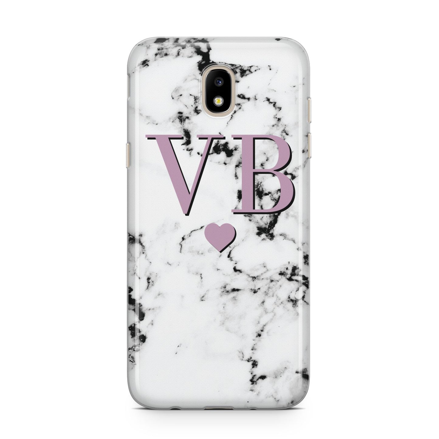 Personalised Purple Initialed Marble Heart Samsung J5 2017 Case