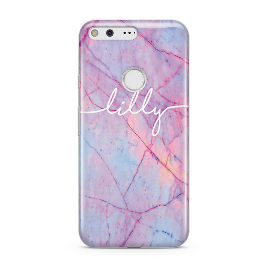 Personalised Purple Marble Name Google Pixel Case