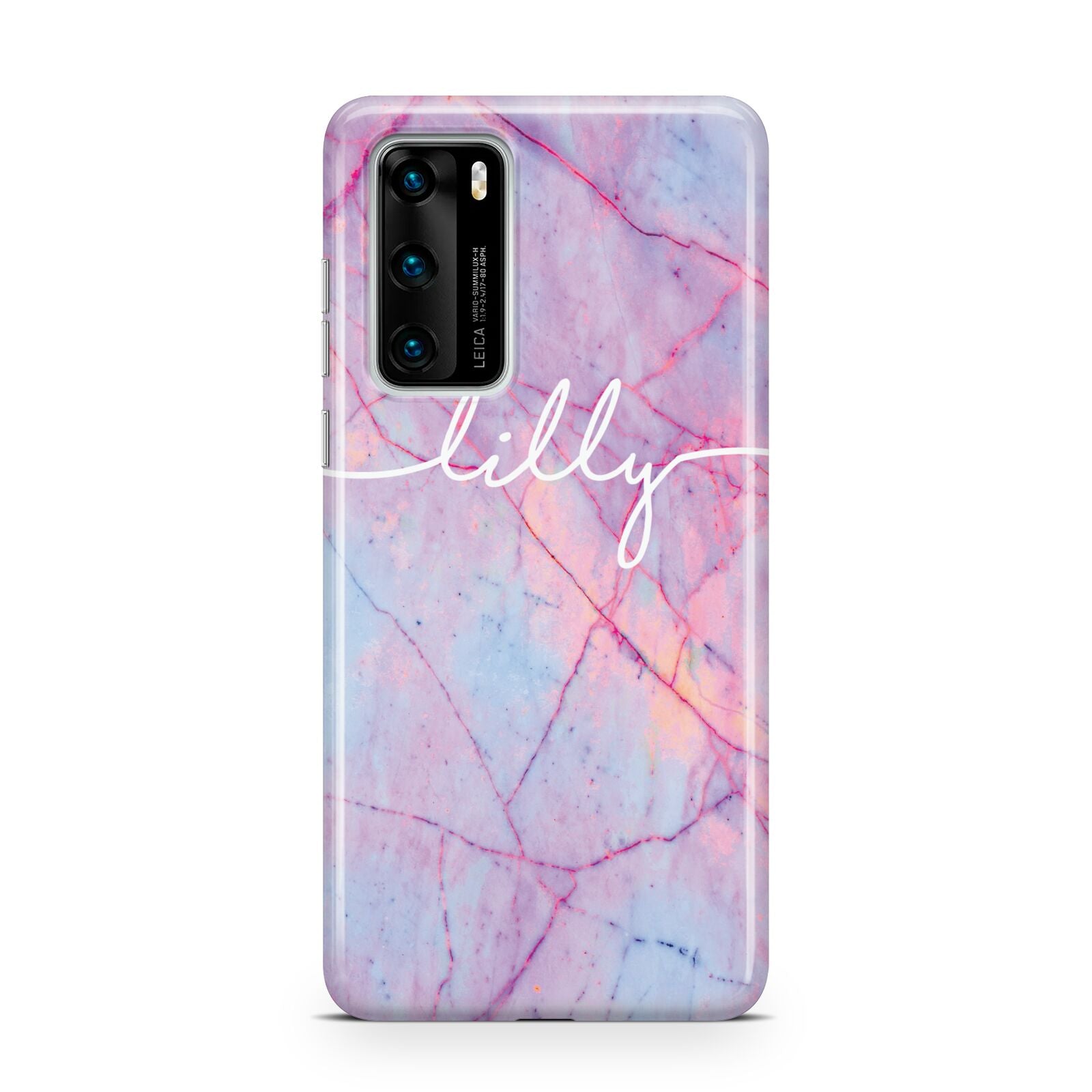 Personalised Purple Marble Name Huawei P40 Phone Case