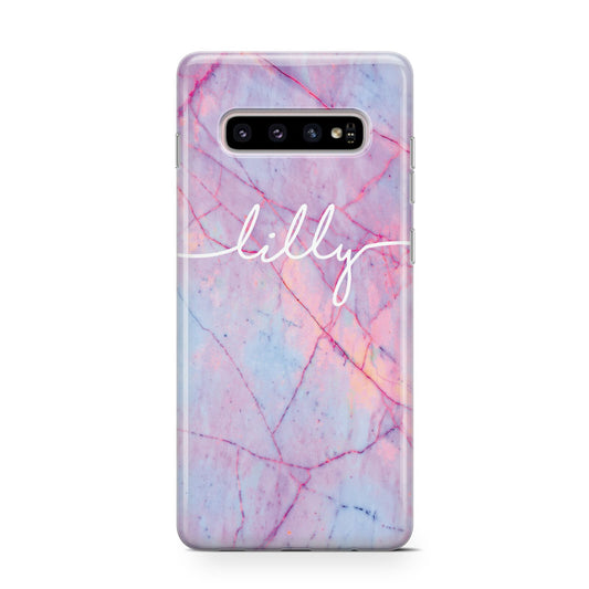 Personalised Purple Marble Name Protective Samsung Galaxy Case