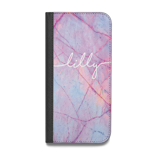 Personalised Purple Marble Name Vegan Leather Flip iPhone Case