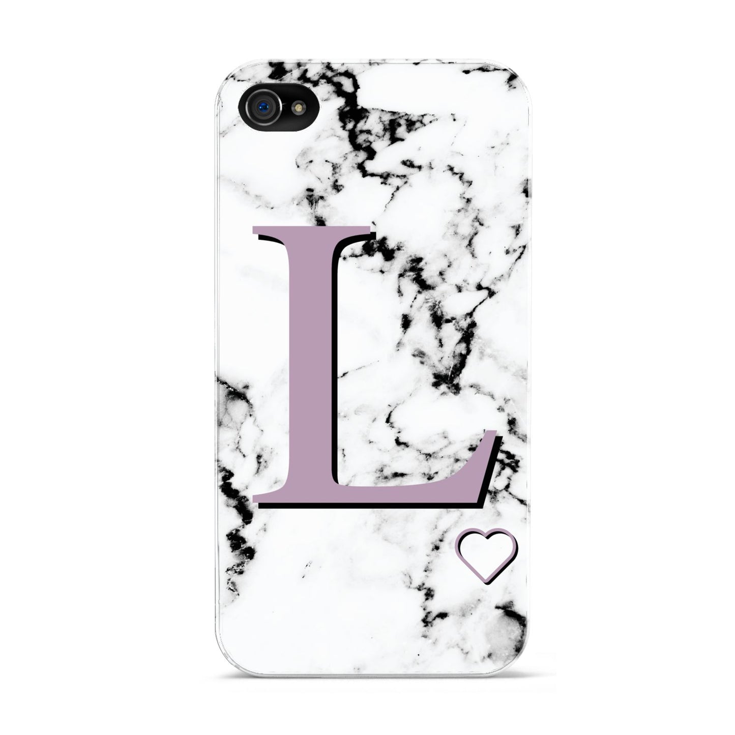 Personalised Purple Monogram Marble Heart Apple iPhone 4s Case