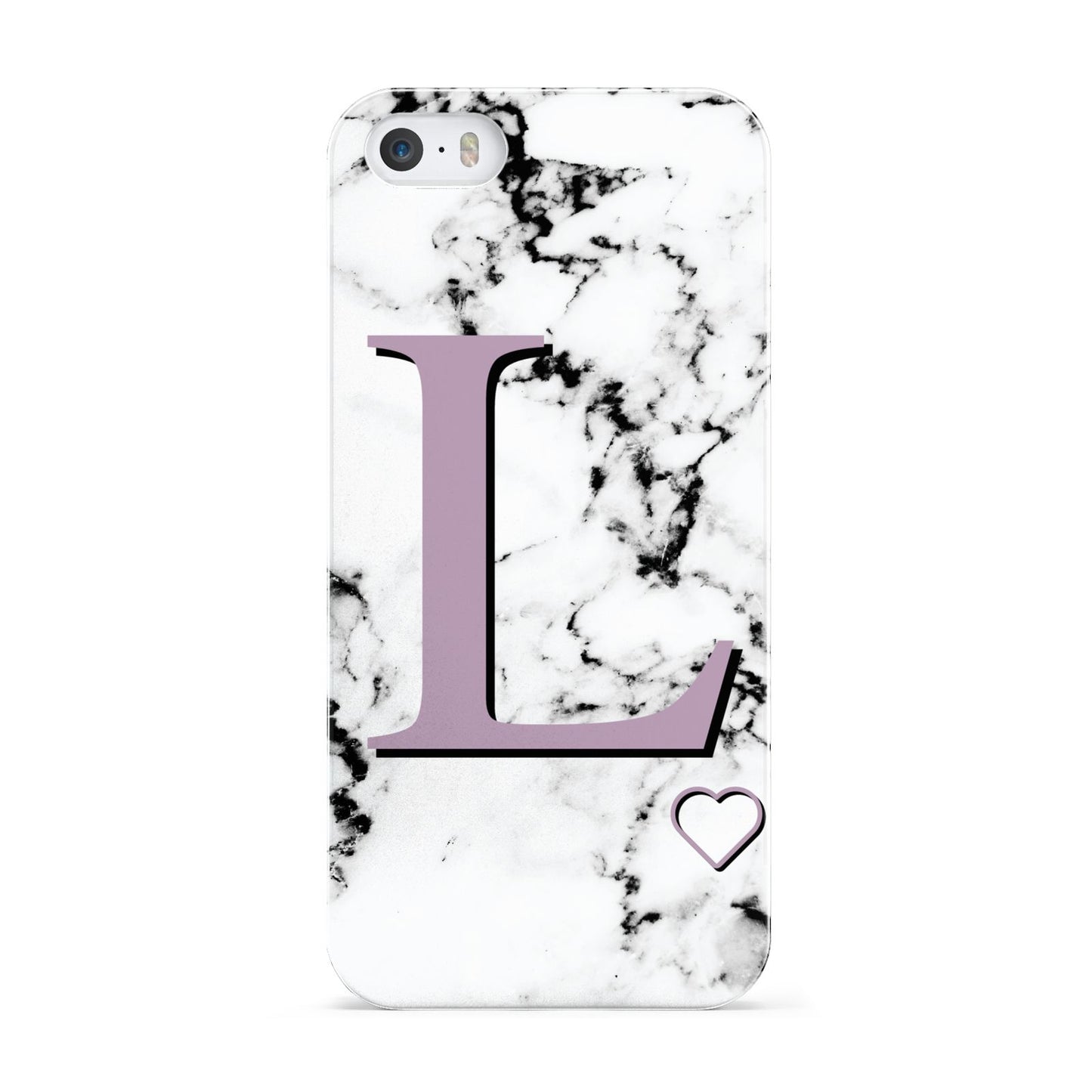 Personalised Purple Monogram Marble Heart Apple iPhone 5 Case