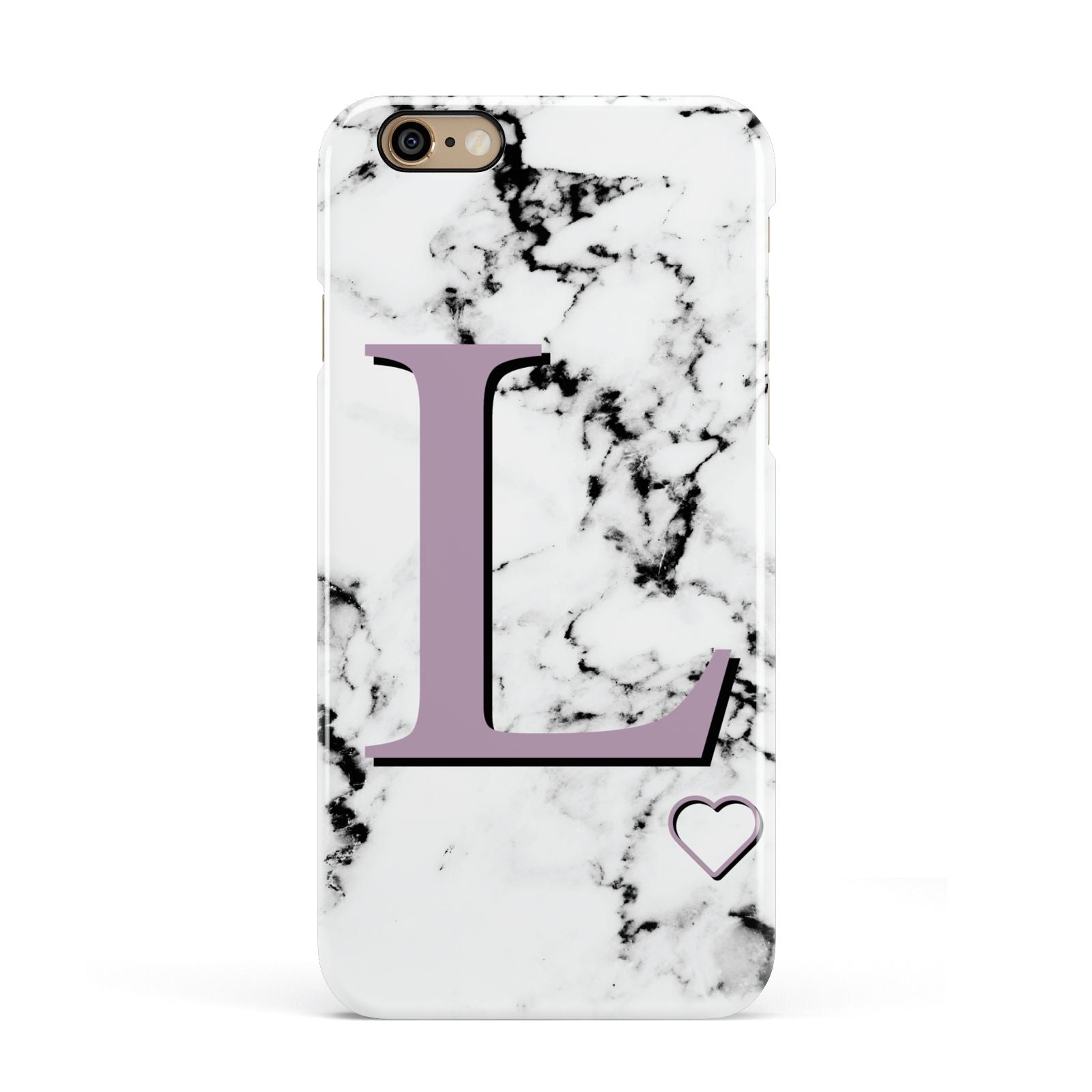 Personalised Purple Monogram Marble Heart Apple iPhone 6 3D Snap Case