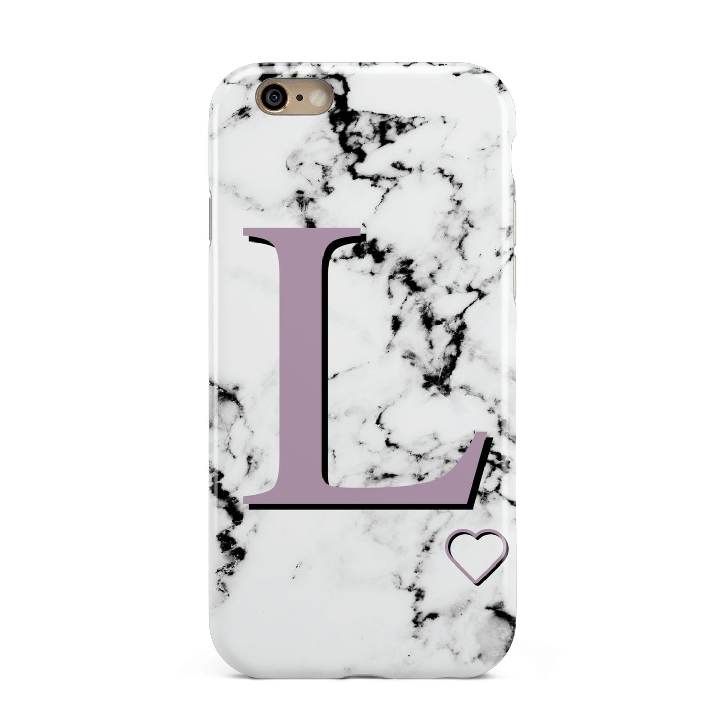 Personalised Purple Monogram Marble Heart Apple iPhone 6 3D Tough Case