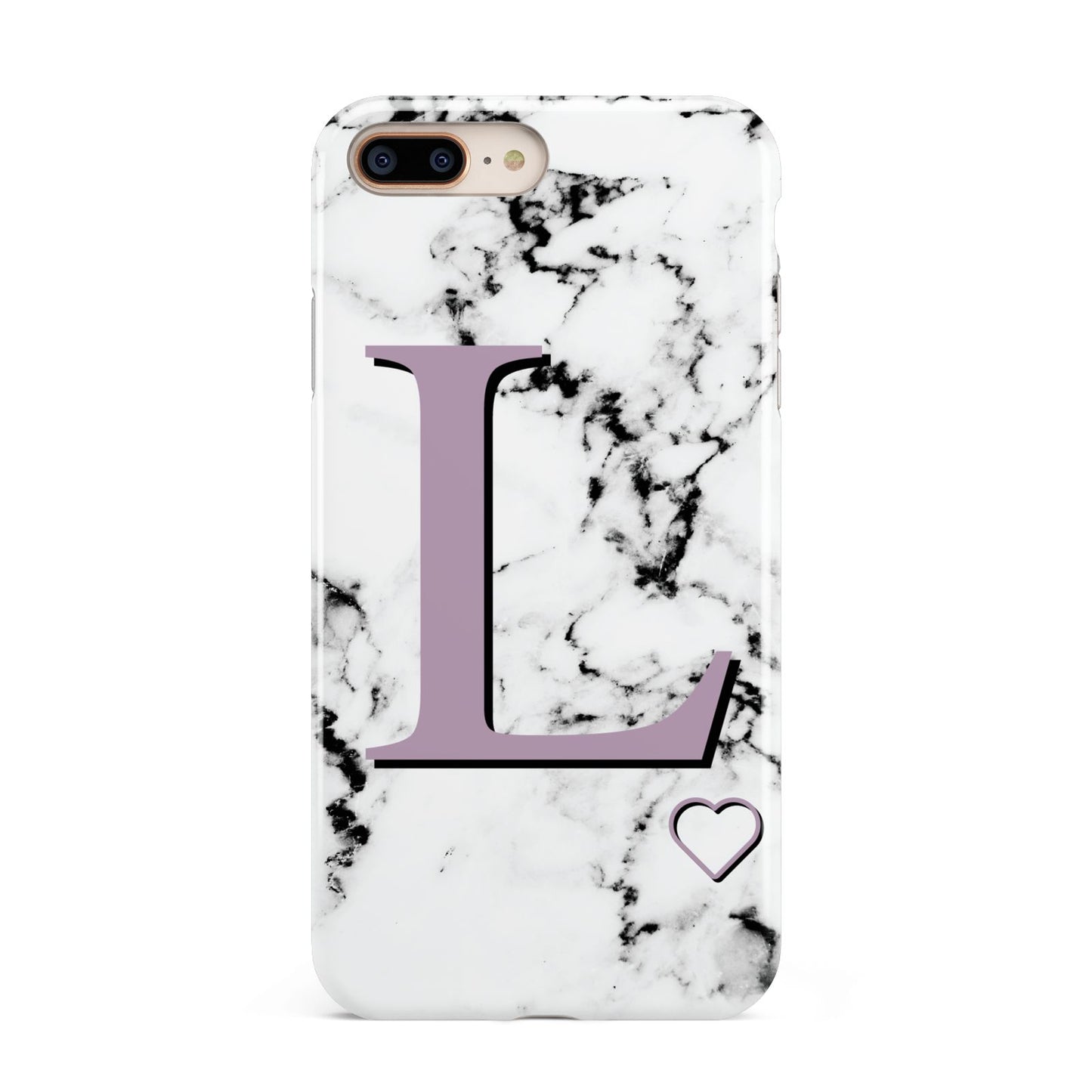 Personalised Purple Monogram Marble Heart Apple iPhone 7 8 Plus 3D Tough Case