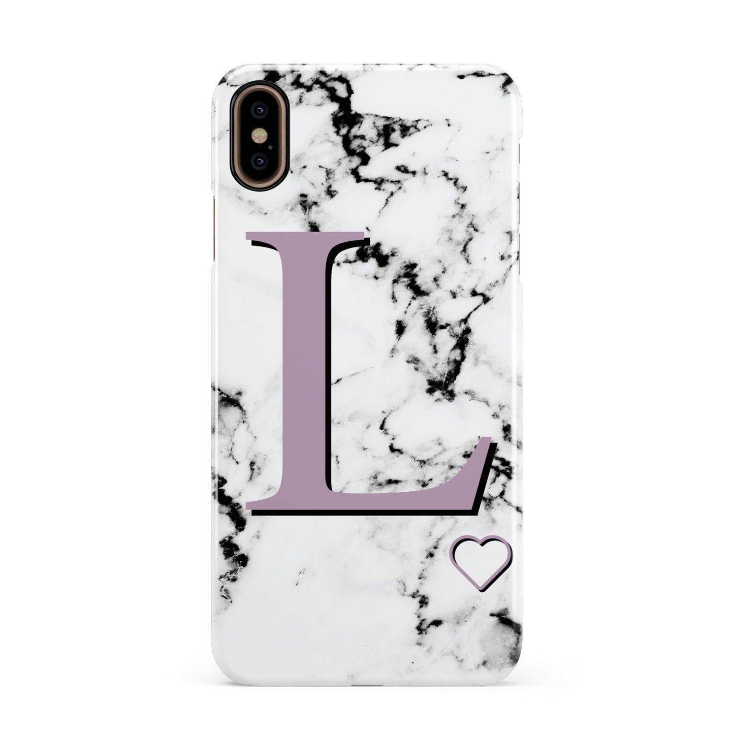 Personalised Purple Monogram Marble Heart Apple iPhone Xs Max 3D Snap Case