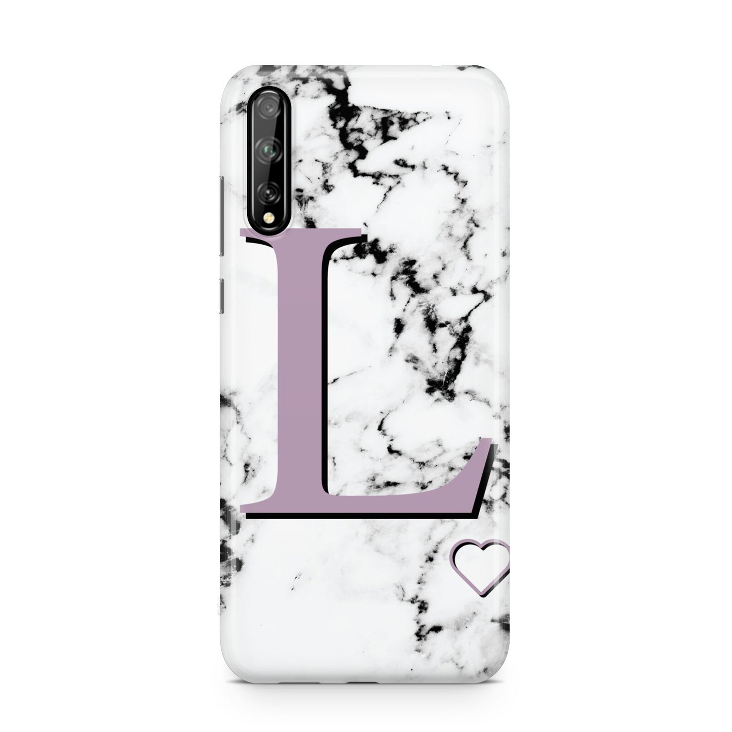 Personalised Purple Monogram Marble Heart Huawei Enjoy 10s Phone Case