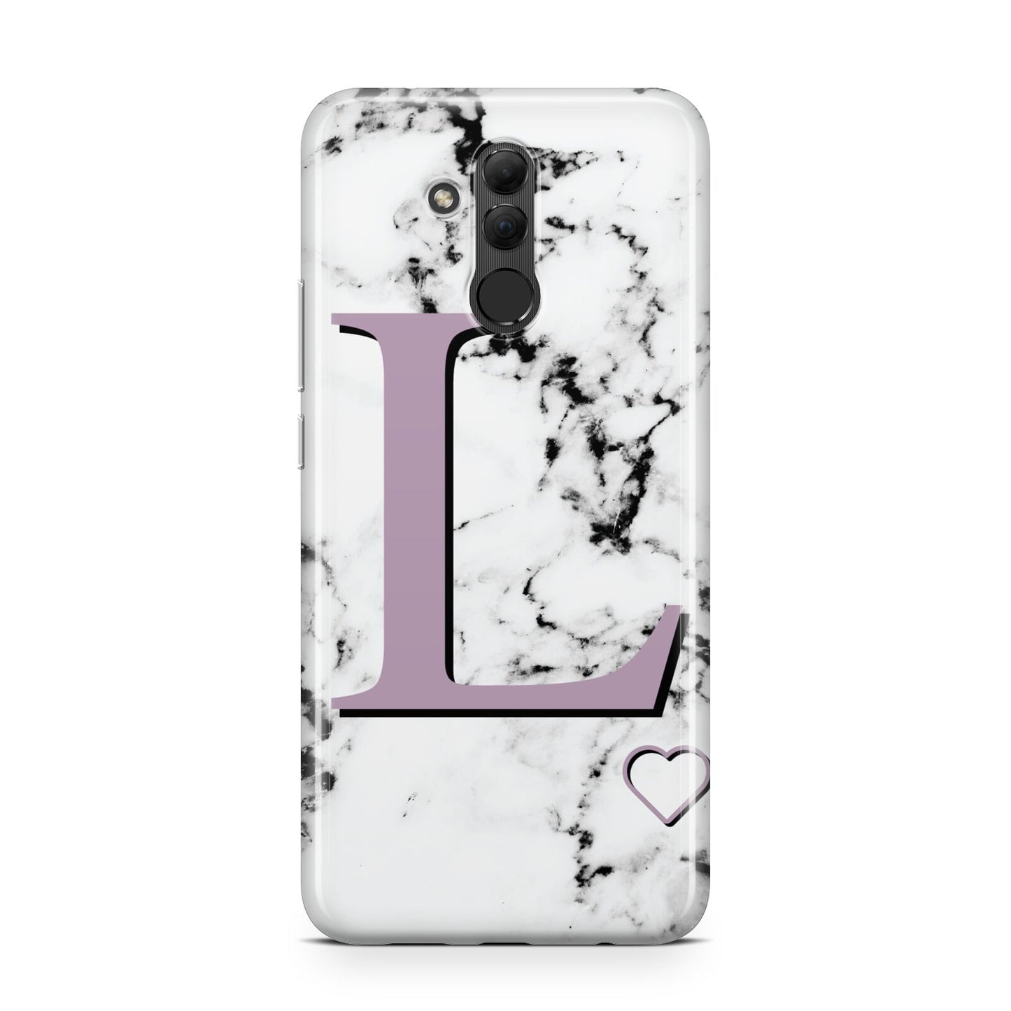 Personalised Purple Monogram Marble Heart Huawei Mate 20 Lite