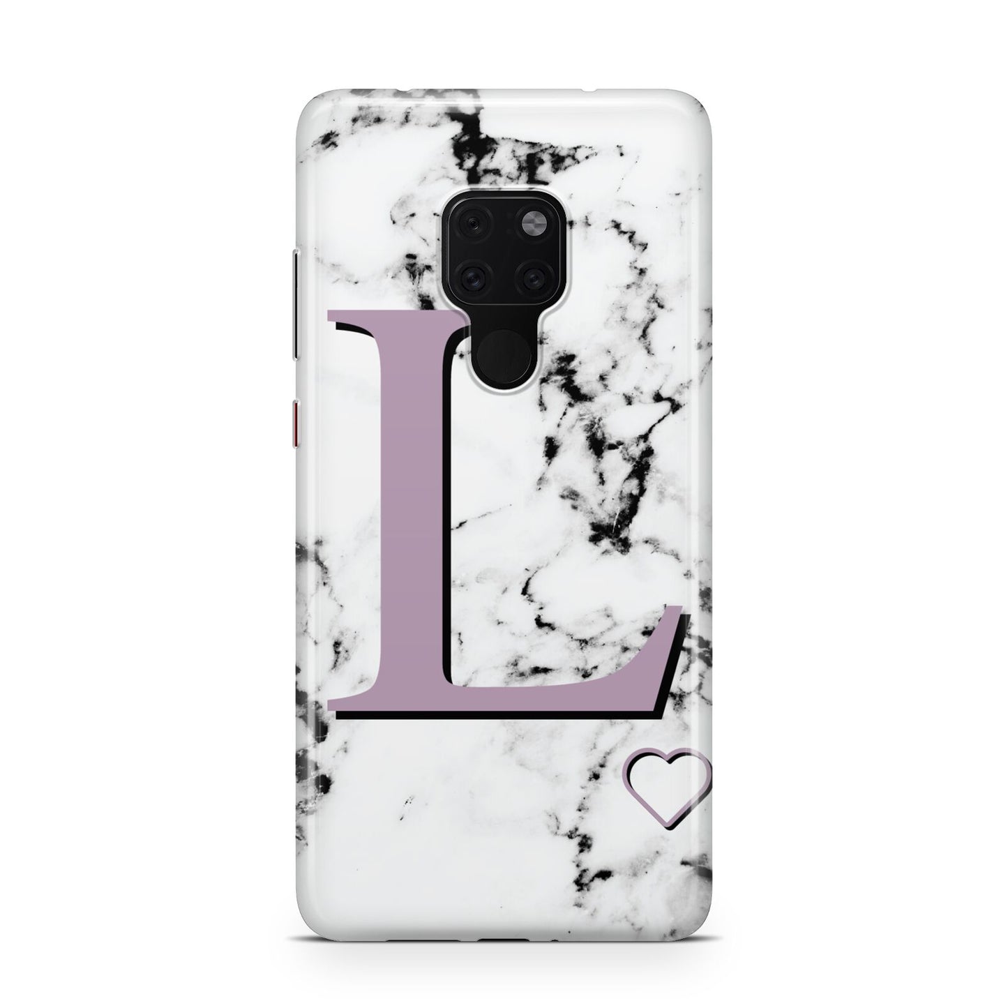 Personalised Purple Monogram Marble Heart Huawei Mate 20 Phone Case