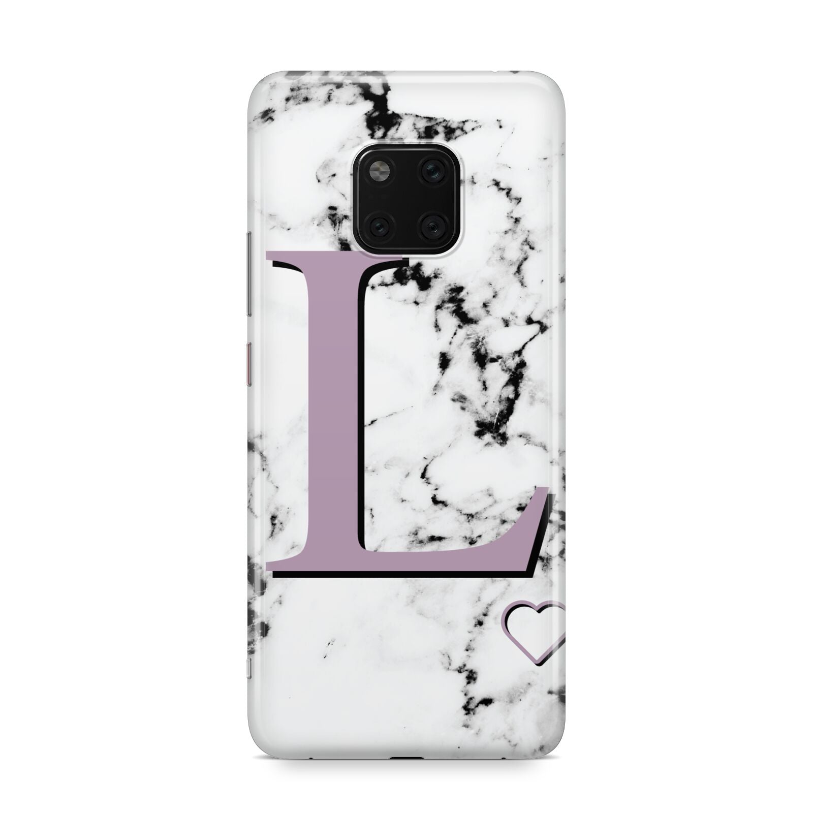 Personalised Purple Monogram Marble Heart Huawei Mate 20 Pro Phone Case