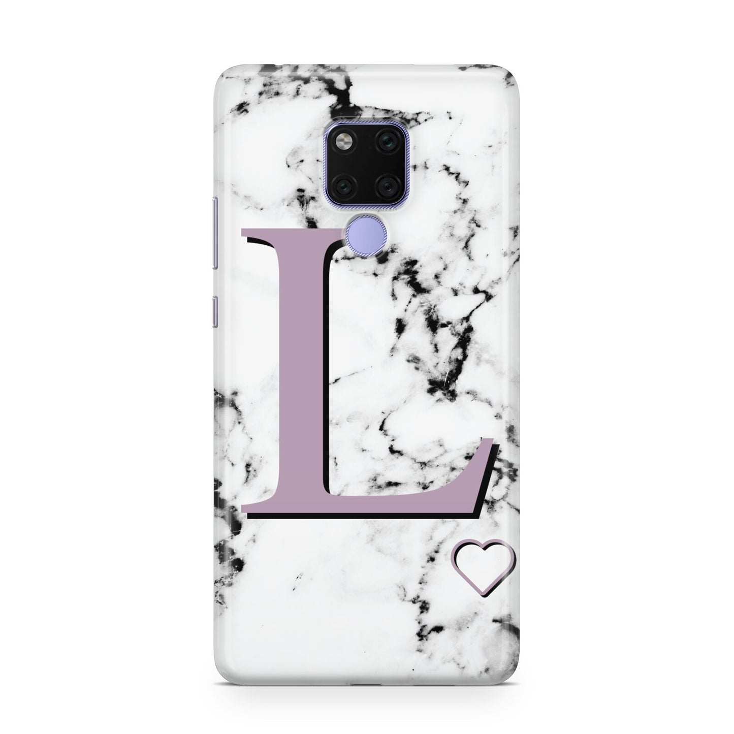 Personalised Purple Monogram Marble Heart Huawei Mate 20X Phone Case