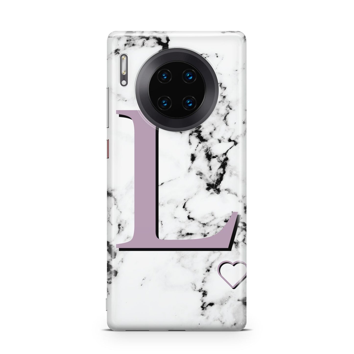 Personalised Purple Monogram Marble Heart Huawei Mate 30 Pro Phone Case