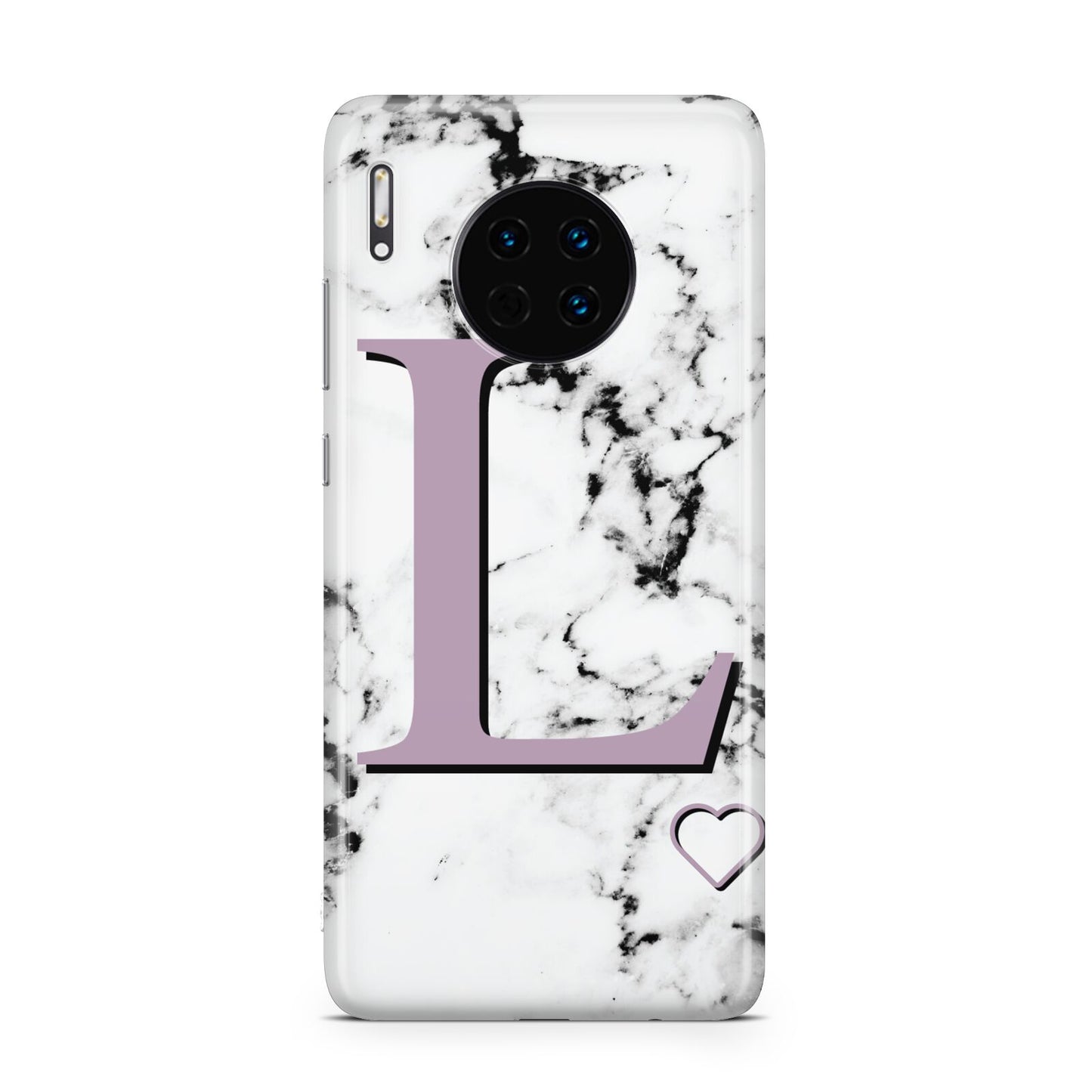 Personalised Purple Monogram Marble Heart Huawei Mate 30