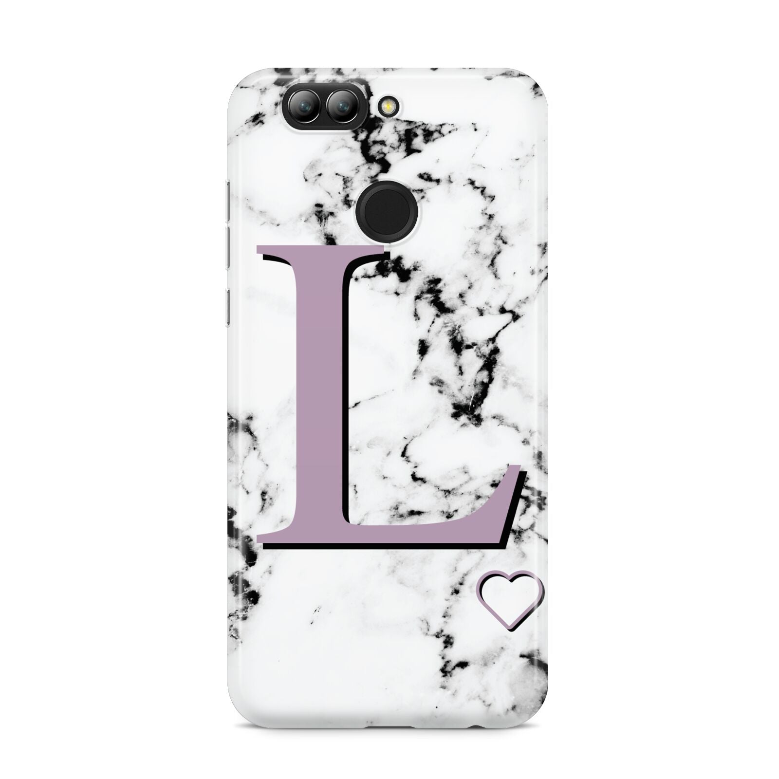 Personalised Purple Monogram Marble Heart Huawei Nova 2s Phone Case