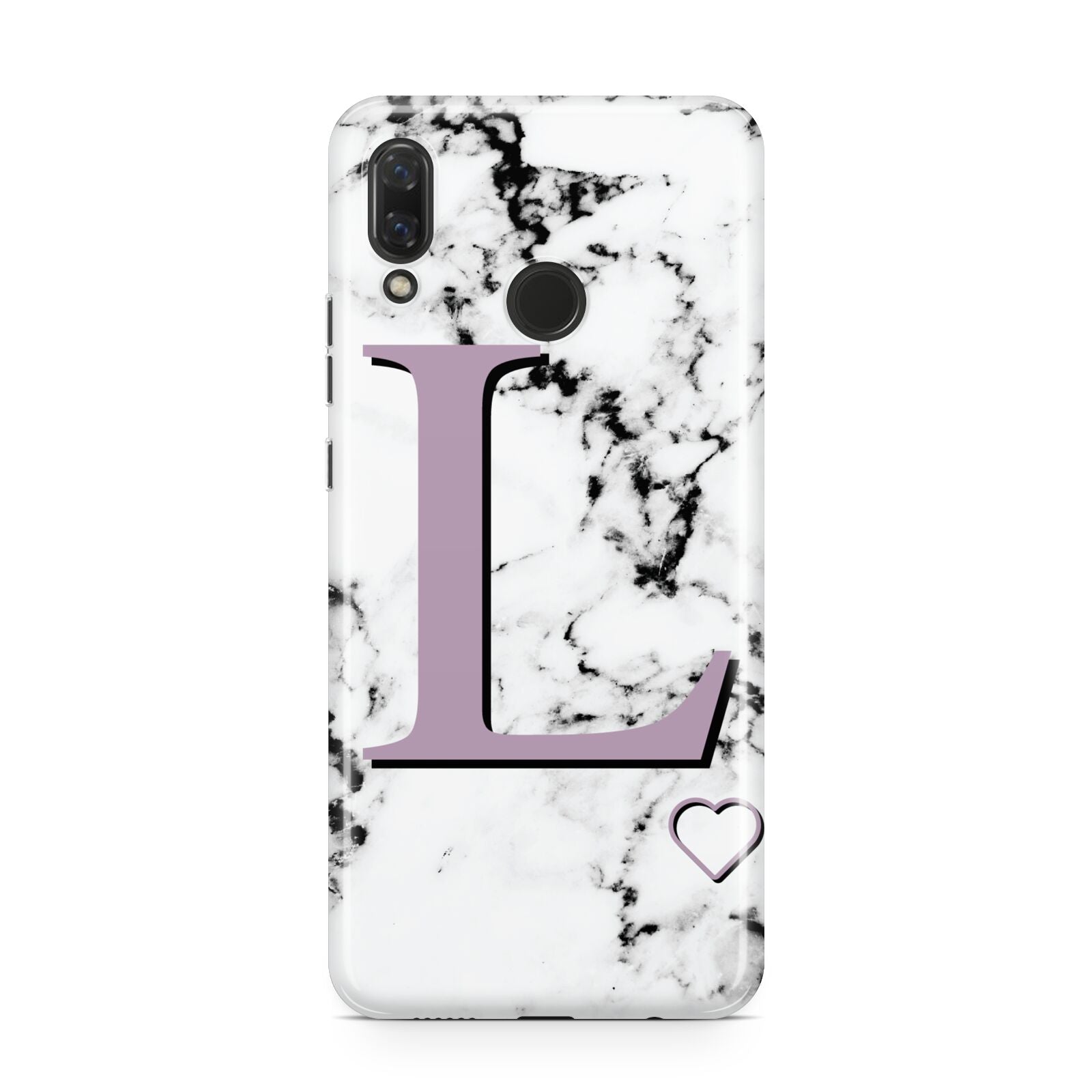 Personalised Purple Monogram Marble Heart Huawei Nova 3 Phone Case