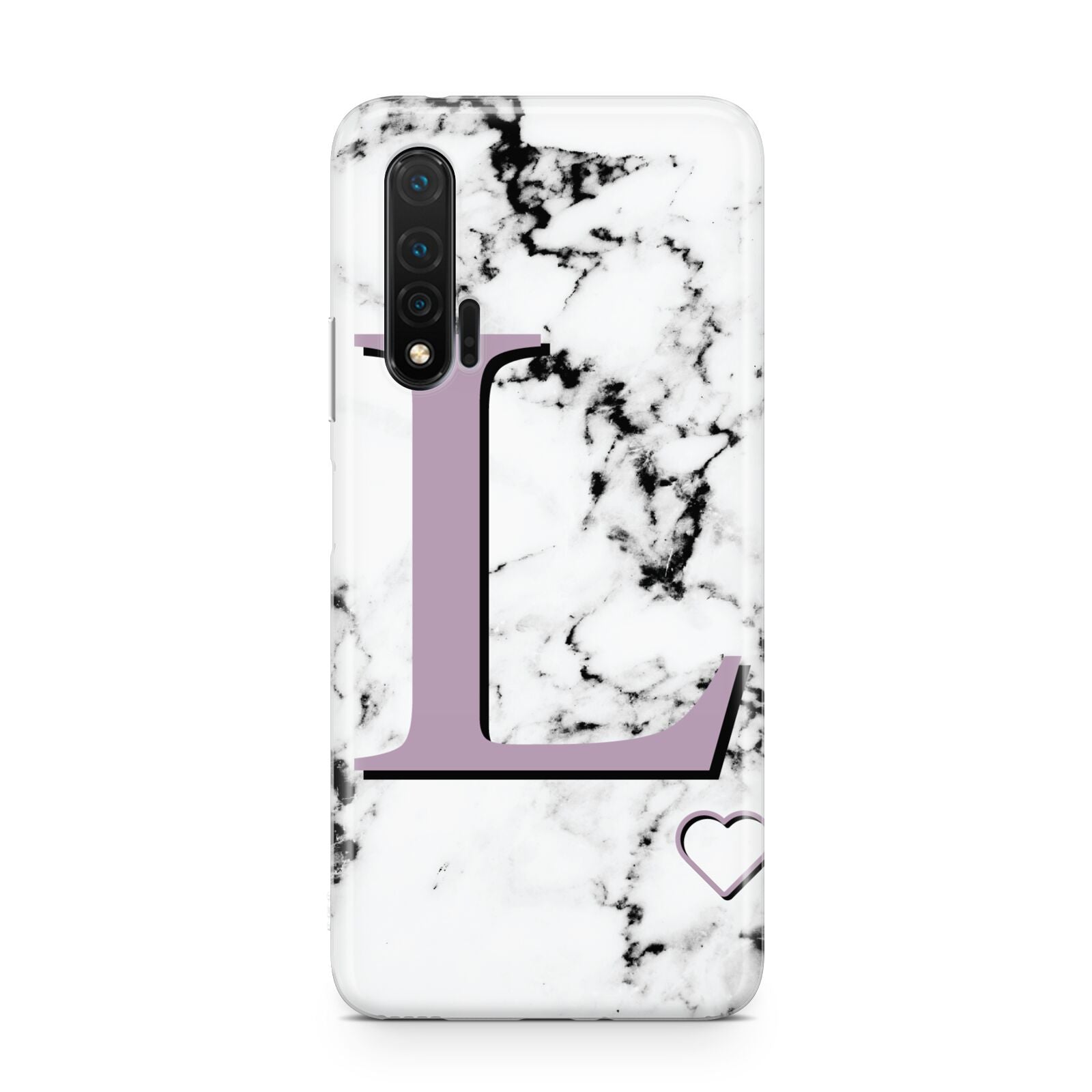 Personalised Purple Monogram Marble Heart Huawei Nova 6 Phone Case