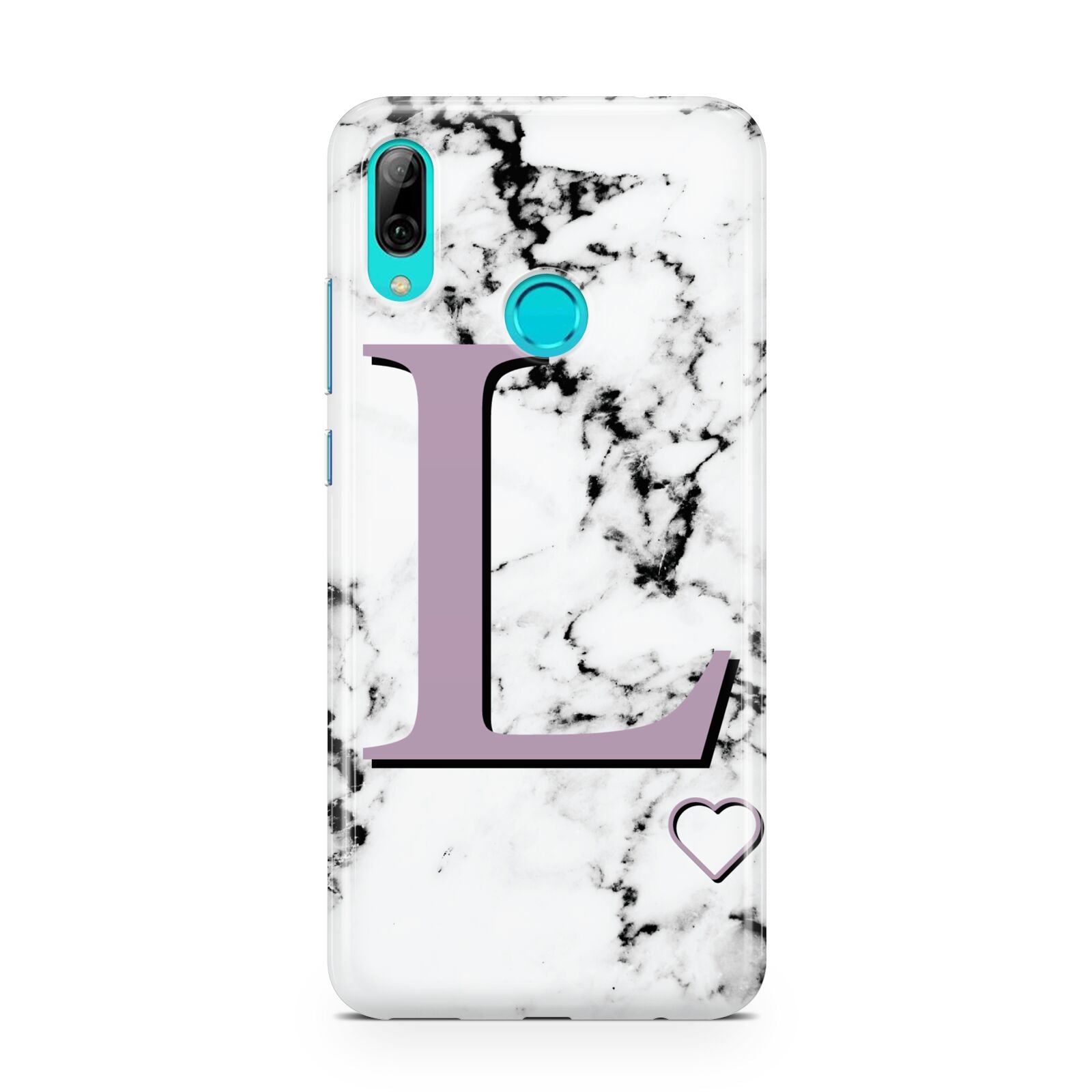 Personalised Purple Monogram Marble Heart Huawei P Smart 2019 Case