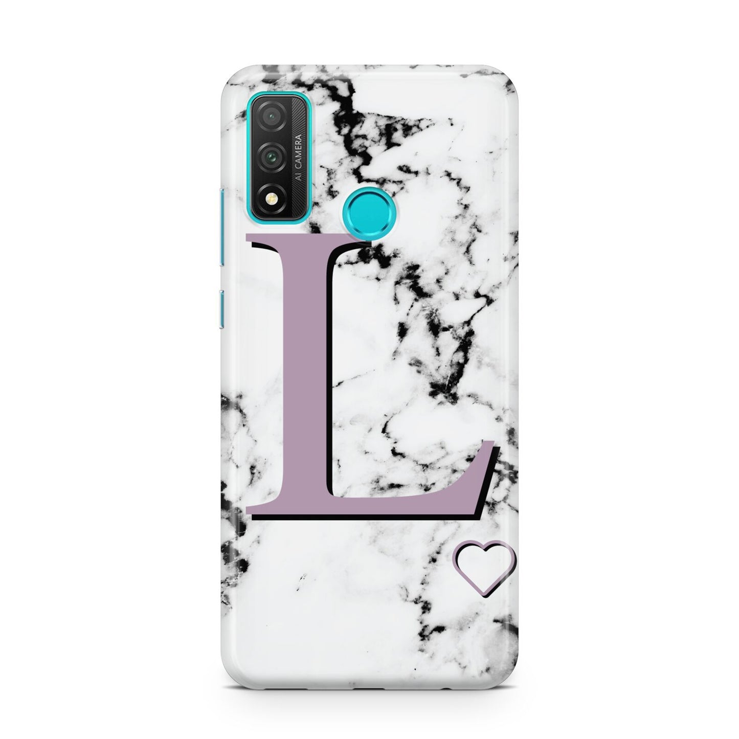 Personalised Purple Monogram Marble Heart Huawei P Smart 2020