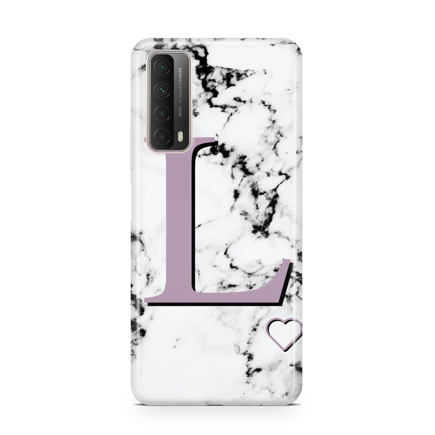 Personalised Purple Monogram Marble Heart Huawei P Smart 2021